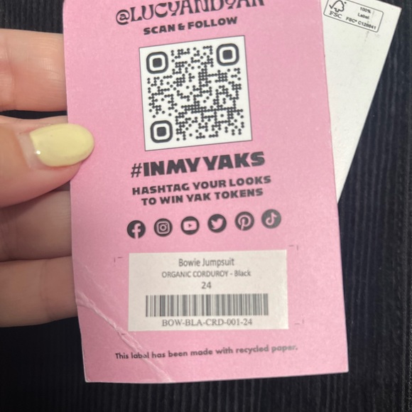 Lucy & Yak size 22 (UK 24) black corduroy jumpsuit - Picture 2 of 5